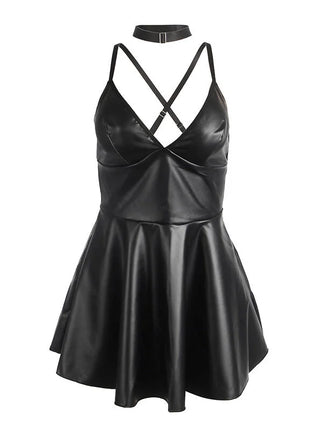 SUBBLIME - 955380 KLEID MIT SCHWARZEN LEDERTRÄGERN L/XL