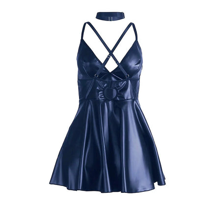 SUBBLIME - 955410 KLEID MIT BLAUEN LEDERTRÄGERN S/M