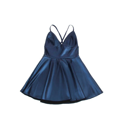 SUBBLIME - 955410 KLEID MIT BLAUEN LEDERTRÄGERN S/M