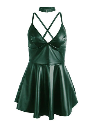 SUBBLIME - 955441 KLEID MIT GRÜNEN LEDERTRÄGERN L/XL