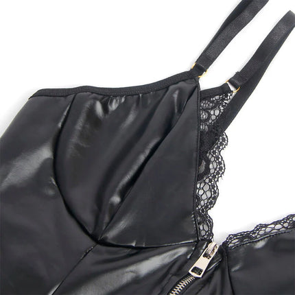 SUBBLIME - 955458 SCHWARZER LEDER-BODY MIT REISSVERSCHLUSS S/M