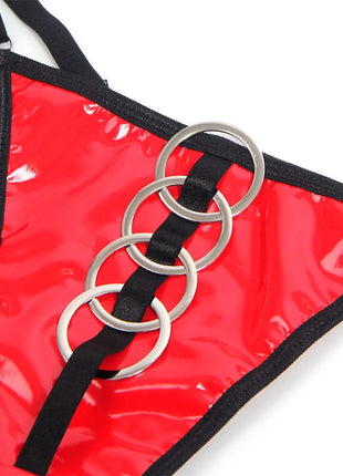 SUBBLIME - 955540 ROTES LACKLEDER-NETZ-ZIPPER-BH-SET L/XL - Sexy Dessous-Set