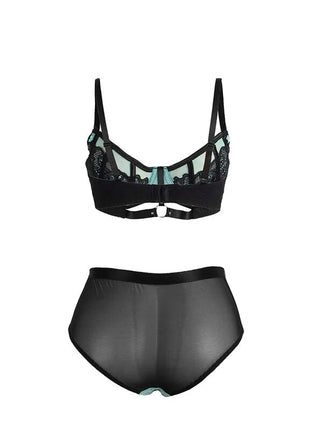 SUBBLIME - 955557 GRÜNES LACKLEDER-NETZ-ZIPPER-BH-SET S/M - Sexy Dessous-Set