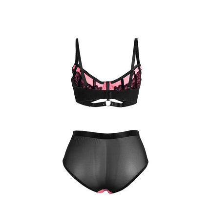 SUBBLIME - 955571 ROSA LACKLEDER MESH ZIPPER BH-SET S/M - Sexy Dessous-Set