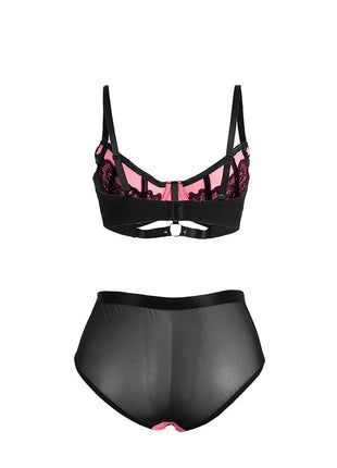 SUBBLIME - 955588 ROSA LACKLEDER MESH ZIPPER BH SET L/XL - Sexy Dessous-Set