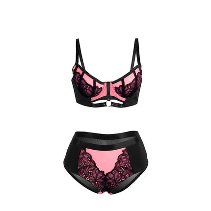 SUBBLIME - 955588 ROSA LACKLEDER MESH ZIPPER BH SET L/XL - Sexy Dessous-Set