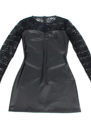 SUBBLIME - 955595 LANGARMKLEID MIT SCHWARZER SPITZE S/M