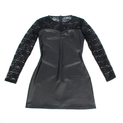 SUBBLIME - 955595 LANGARMKLEID MIT SCHWARZER SPITZE S/M