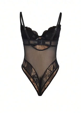 SUBBLIME – 955618 Spitzen-Bodysuit mit Push-Up & Schritt mit Verschluss - Bodys