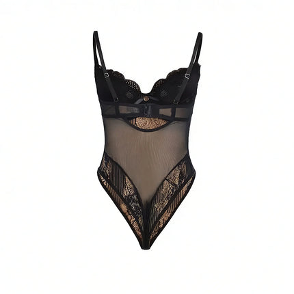 SUBBLIME – 955618 Spitzen-Bodysuit mit Push-Up & Schritt mit Verschluss - Bodys