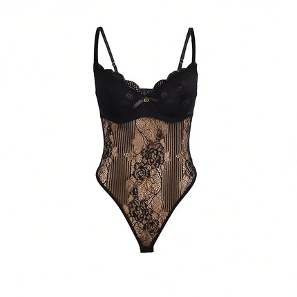 SUBBLIME – 955618 Spitzen-Bodysuit mit Push-Up & Schritt mit Verschluss - Bodys