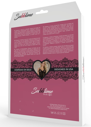 Pink und schwarze spitzen-lingerie verpackung für sublime babydoll mit weißen floralen spitzen und lila akzenten