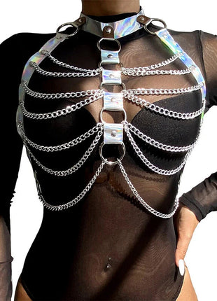 SUBBLIME - 953737 BRUSTGURT MIT RINGEN UND KETTEN SILBER EINE GRÖSSE