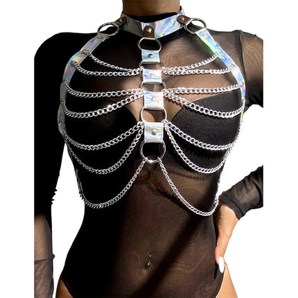 SUBBLIME - 953737 BRUSTGURT MIT RINGEN UND KETTEN SILBER EINE GRÖSSE