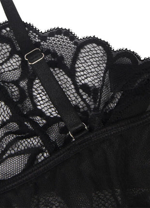 SUBBLIME - ELEGANTES BABYDOLL MIT FLORALEM SPITZENDESIGN IN SCHWARZ - Babydoll