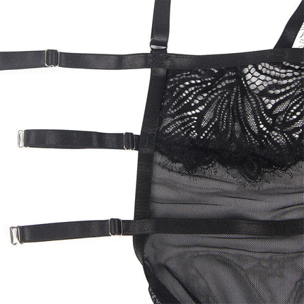 SUBBLIME - ELEGANTES BABYDOLL MIT SPITZENDETAILS IN SCHWARZ - Babydoll