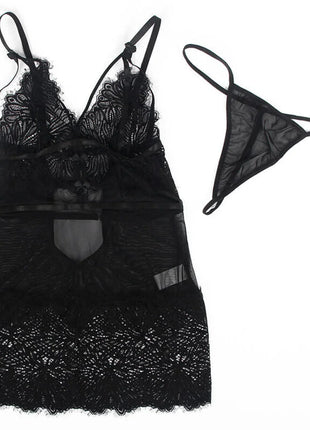 SUBBLIME - ELEGANTES BABYDOLL MIT SPITZENDETAILS IN SCHWARZ - Babydoll