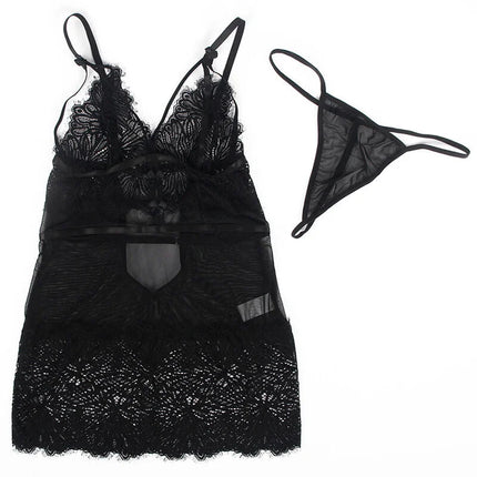 SUBBLIME - ELEGANTES BABYDOLL MIT SPITZENDETAILS IN SCHWARZ - Babydoll