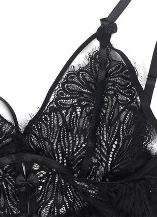 SUBBLIME - ELEGANTES BABYDOLL MIT SPITZENDETAILS IN SCHWARZ - Babydoll