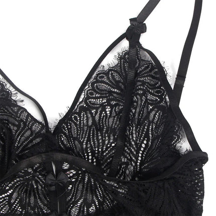 SUBBLIME - ELEGANTES BABYDOLL MIT SPITZENDETAILS IN SCHWARZ - Babydoll