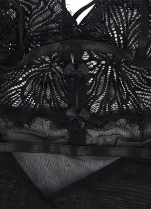 SUBBLIME - ELEGANTES BABYDOLL MIT SPITZENDETAILS IN SCHWARZ - Babydoll