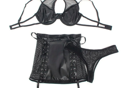SUBBLIME - LEDER-BH UND ROCK-SET - SCHWARZ - Sexy Dessous-Set