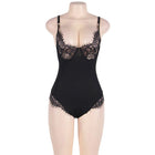 Schwarzer bodycon teddy mit spitzenbesatz und floraler stickerei sowie verstellbaren schulterriemen von subblime queen plus