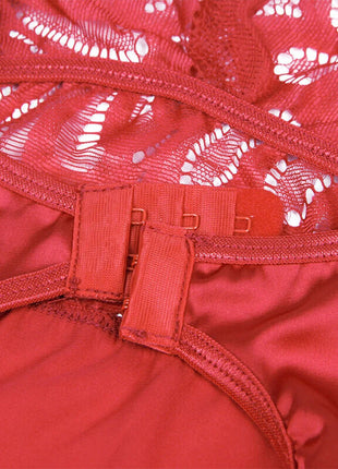 SUBBLIME - SATIN-BABYDOLL MIT SPITZE ROT - Babydoll