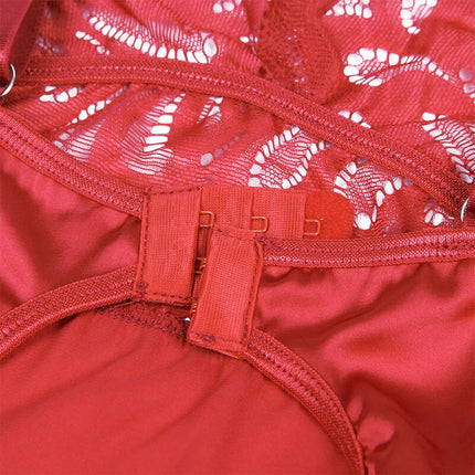 SUBBLIME - SATIN-BABYDOLL MIT SPITZE ROT - Babydoll