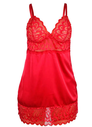 SUBBLIME - SATIN-BABYDOLL MIT SPITZE ROT - Babydoll