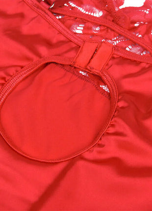 SUBBLIME - SATIN-BABYDOLL MIT SPITZE ROT - Babydoll