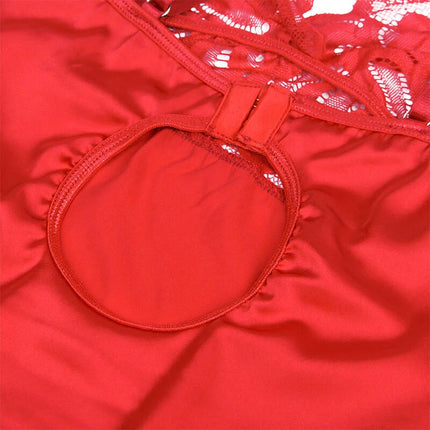 SUBBLIME - SATIN-BABYDOLL MIT SPITZE ROT - Babydoll