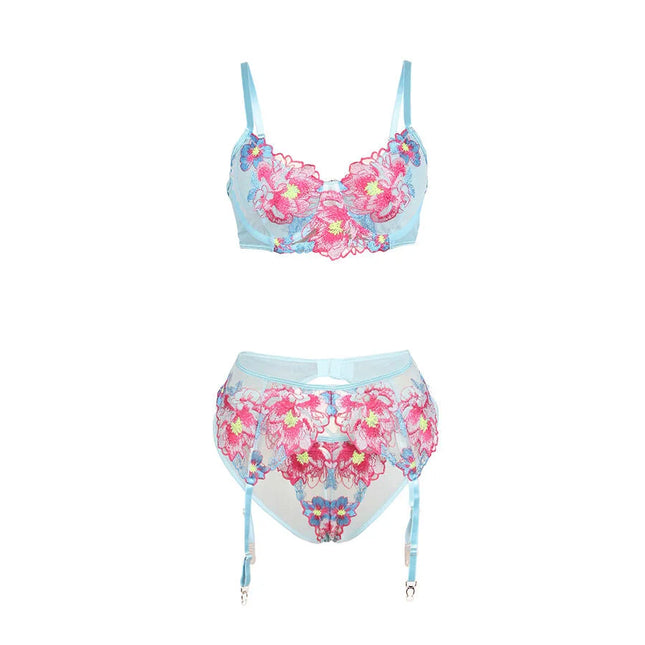 SUBBLIME - SEXY SET MIT BLUMENSTICKEREI - Sexy Dessous-Set