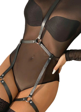 SUBBLIME - Verführerischer Leder-Körperharness in Schwarz Einheitsgröße - Harness