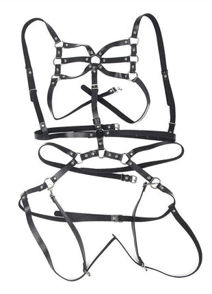 SUBBLIME - Verstellbarer Leder Körperharness Schwarz Verführerisches Dessous - Harness