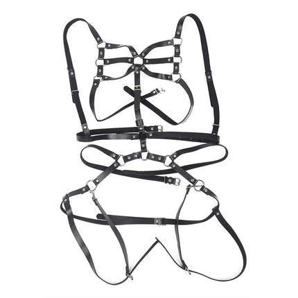 SUBBLIME - Verstellbarer Leder Körperharness Schwarz Verführerisches Dessous - Harness