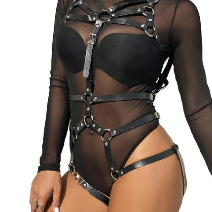 SUBBLIME - Verstellbarer Leder Körperharness Schwarz Verführerisches Dessous - Harness