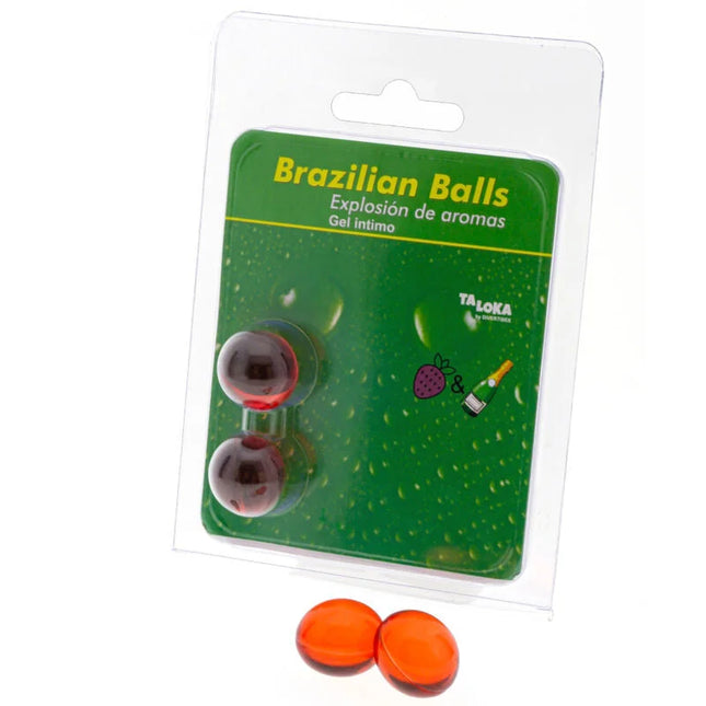 TALOKA - 2 BRASILIANISCHE KUGELN ERDBEER & CHAMPAGNER-INTIM-GEL