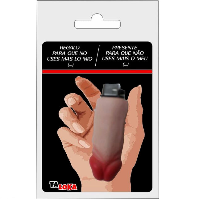 Taloka silikonzündholz in grau und rot in form eines fleischfarbenen phallus als novelty feuerzeug