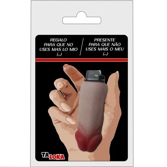 Taloka silikonzündholz in grau und rot in form eines fleischfarbenen phallus als novelty feuerzeug