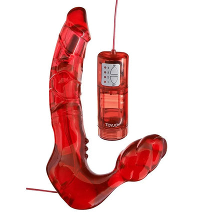 Rotes transparentes plastikspielzeug toyjoy mit kabelgebundenem fernbedienungsvibrator für den partner