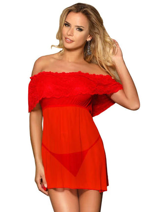 Traum: Elegantes Rotes Kleid & String Set - Babydoll