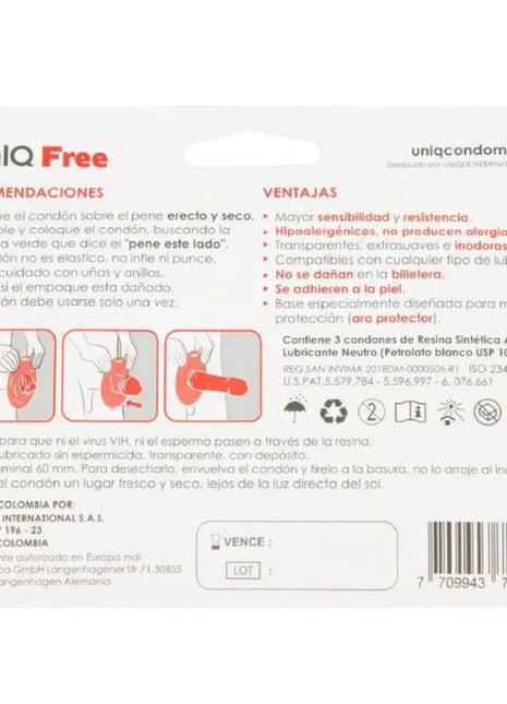 UNIQ - FREE LATEXFREIE KONDOME MIT SCHUTZRING 3 EINHEITEN - Kondome
