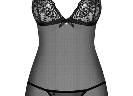 Verführerischer Negligee mit Spitze und Strassdetails - Negligee