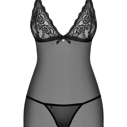 Verführerischer Negligee mit Spitze und Strassdetails - Negligee