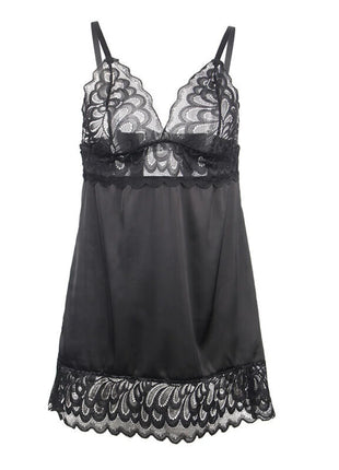 Verführerisches Babydoll mit Blumenprint – Schwarz Sinnliche Eleganz - Babydoll