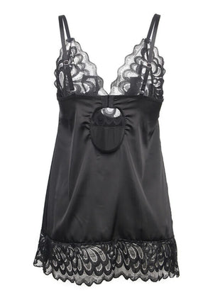 Verführerisches Babydoll mit Blumenprint – Schwarz Sinnliche Eleganz - Babydoll