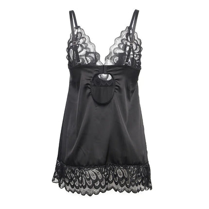 Verführerisches Babydoll mit Blumenprint – Schwarz Sinnliche Eleganz - Babydoll