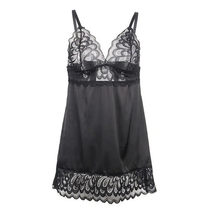 Verführerisches Babydoll mit Blumenprint – Schwarz Sinnliche Eleganz - Babydoll
