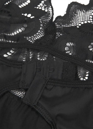 Verführerisches Babydoll mit Blumenprint – Schwarz Sinnliche Eleganz - Babydoll
